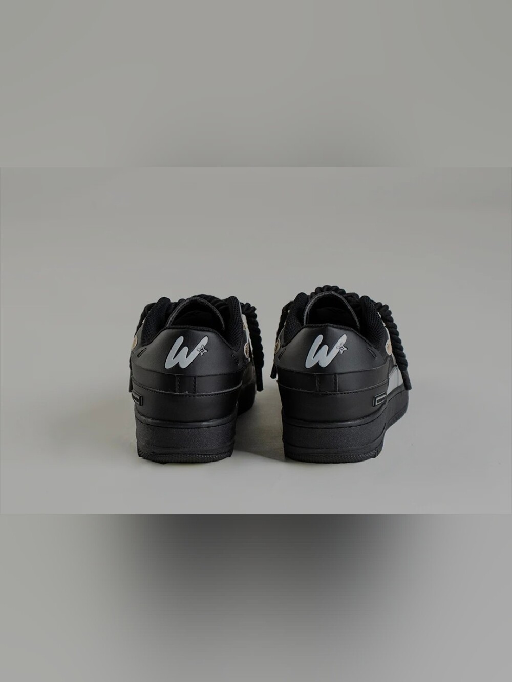 Black Sneakers with Gold Wave Accents - Picture 3 of 5